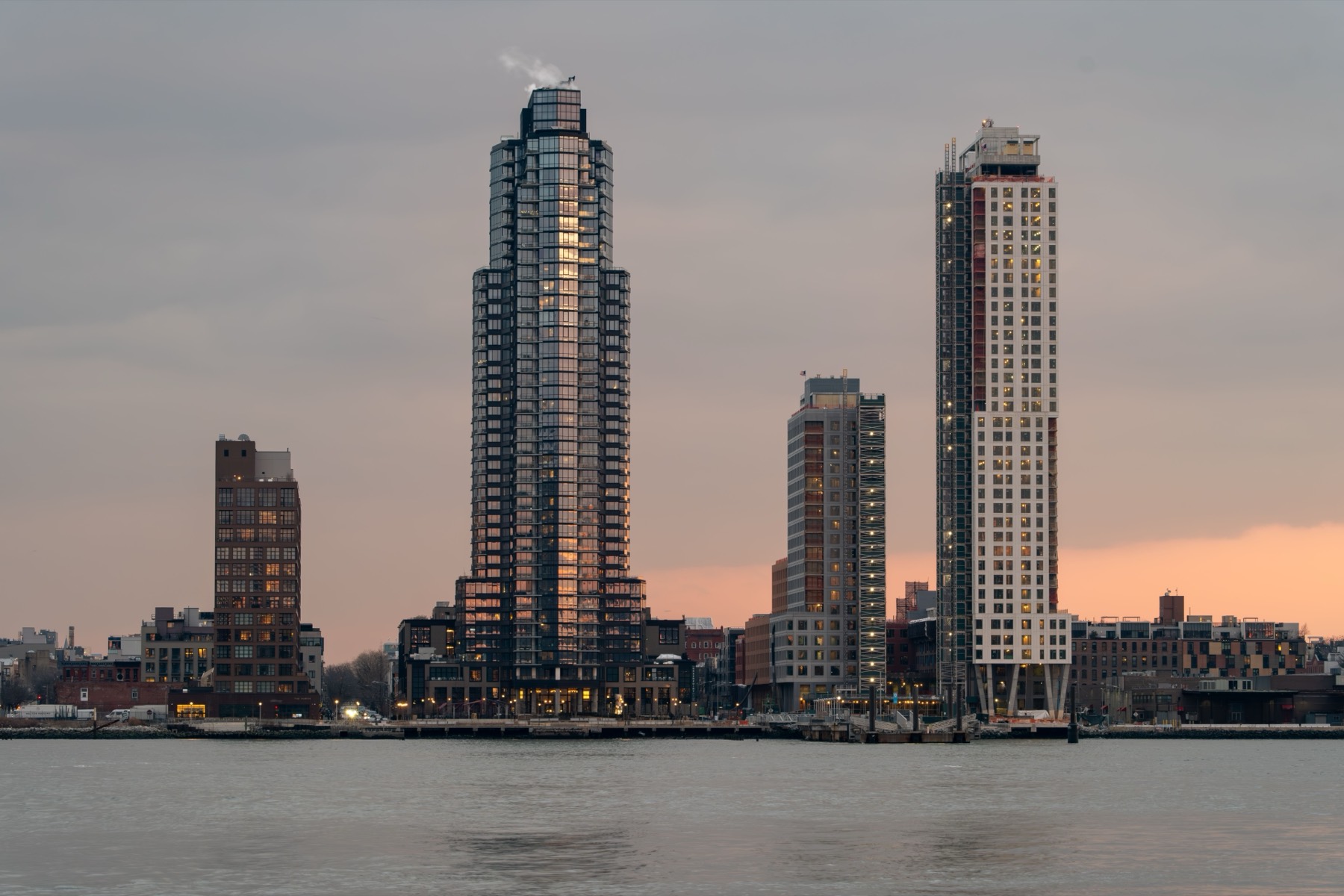 City skyline at dusk